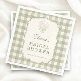 Sage Green Gingham Bridal Shower Party Pappersservett