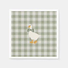 Sage Green Gingham Buffalo Check Baby Shower Linen Pappersservett