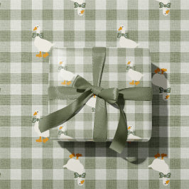 Sage Green Gingham Buffalo Check Baby Shower Linen Presentpapper