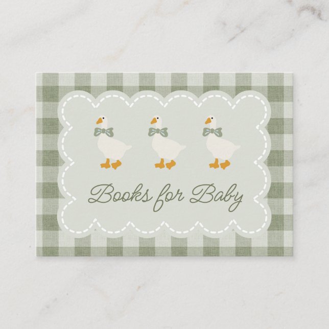 Sage Green Gingham Buffalo Check Baby Shower Linen Tilläggskort (Framsida)