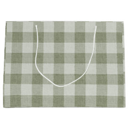 Sage Green Gingham Buffalo Check Linen Texture