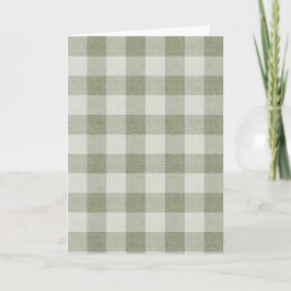 Sage Green Gingham Buffalo Check Linen Texture Kort