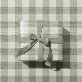 Sage Green Gingham Buffalo Check Linen Texture Presentpapper