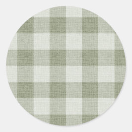 Sage Green Gingham Buffalo Check Linen Texture Runt Klistermärke