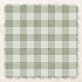 Sage Green Gingham Buffalo Check Linen Texture Underlägg Papper