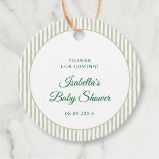 Sage Green Gingham Classic Elegant Baby Shower Gåvor Etiketter