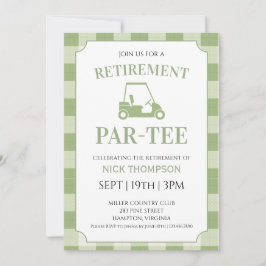 Sage Green Gingham Golf Pensionärsfest Inbjudningar
