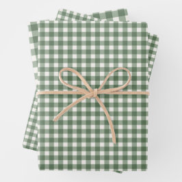 Sage Green Gingham Plaid Christmas