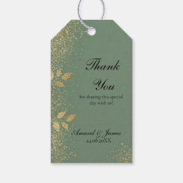 Sage Green Gold Botanical Wedding Favor Thank You  Presentetikett