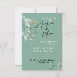 Sage Green Gold Botanical Wedding  OSA Kort