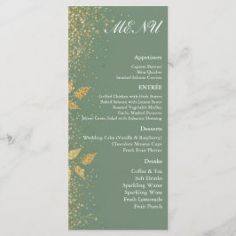Sage Green Gold Botanical Wedding Reception Menu  Meny
