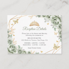 Sage Green Gold Floral Quinceanera  Details Tilläggskort