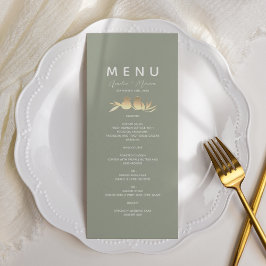 Sage Green Gold Lovebirds Wedding Meny