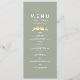 Sage Green Gold Lovebirds Wedding Meny