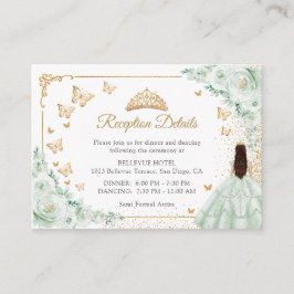 Sage Green Gold Quinceanera Reception Details Tilläggskort