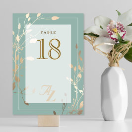 Sage Green & Gold Wedding Bordsnummer