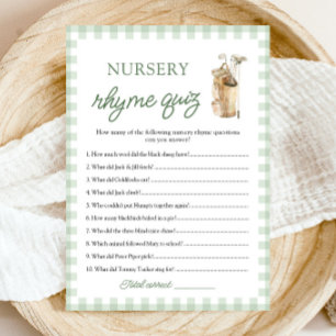 Sage Green Golf Nursery Rhyme Quiz Bebisdopp Inbjudningar