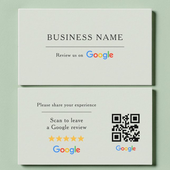 Sage Green Google Recension QR-kod Spa Salong Visitkort (Skapare uppladdad)