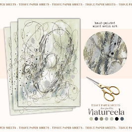 Sage Green Gray Abstract Decoupage Tissue Paper