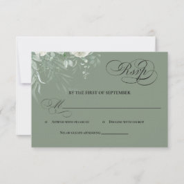 Sage Green Greenery Calligraphy RSVP Card OSA Kort