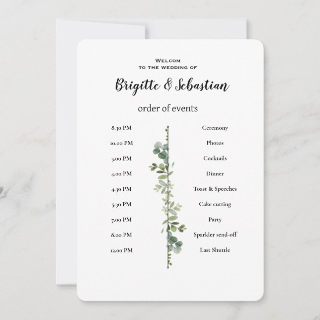 Sage Green | Greenery Gold Wedding Invite Inbjudningar (Framsida)