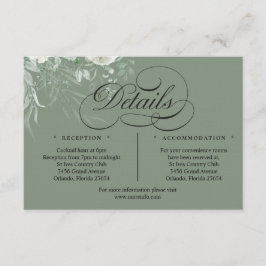 Sage Green Greenery Wedding Calligraphy Details Tilläggskort