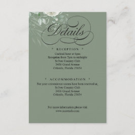 Sage Green Greenery Wedding Calligraphy Details Tilläggskort