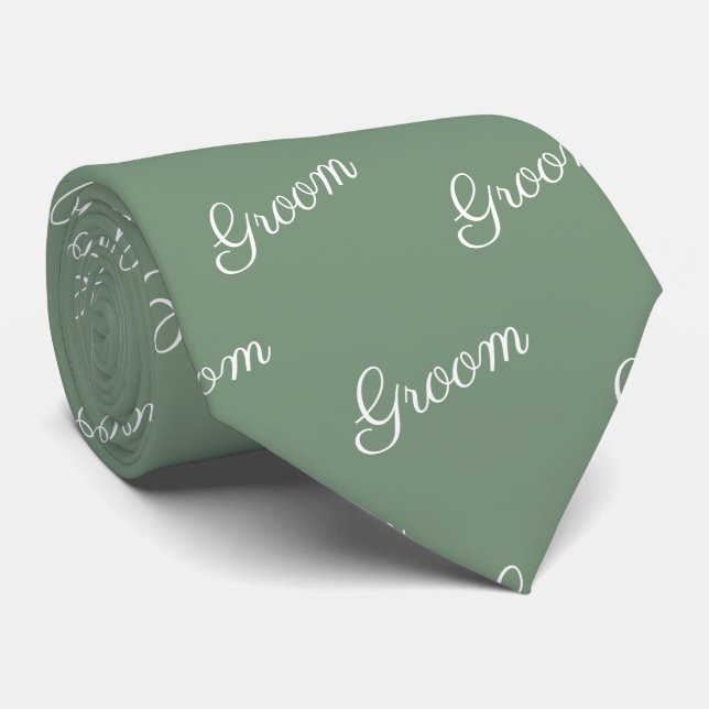 Sage green Groom scripture wedding Neck Tie Slips (Rullad)
