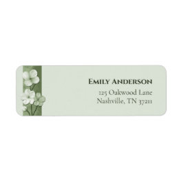 Sage Green Hand Drawn Floral Botanical Return Ad Returadress Etikett