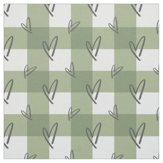 Sage Green Heart - Premium Pima Cotton Fabric Tyg