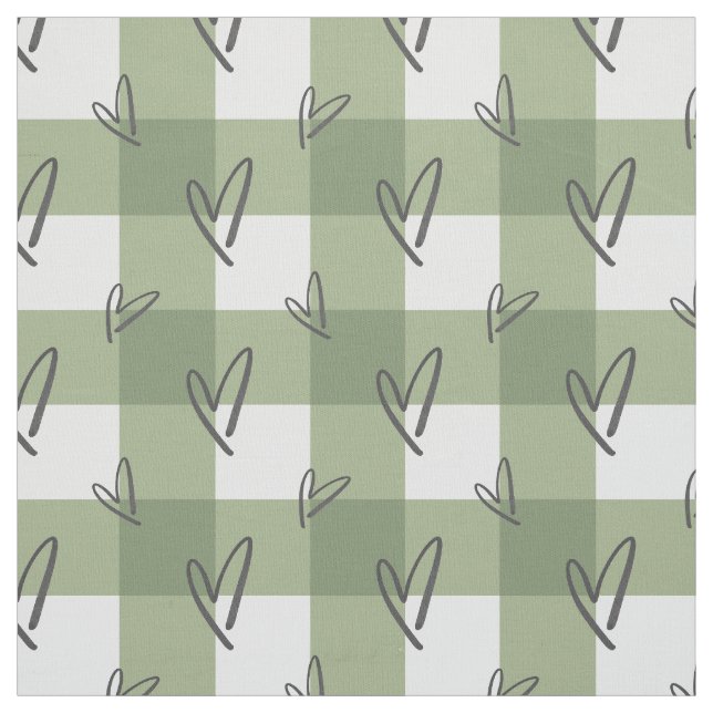 Sage Green Heart - Premium Pima Cotton Fabric Tyg (Provkarta)