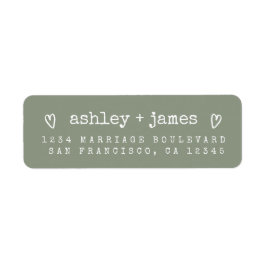 Sage Green Heart Script Couple Return Address  Returadress Etikett