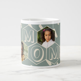 Sage Green Hexagon Modern MOM Gift Jumbo Mugg
