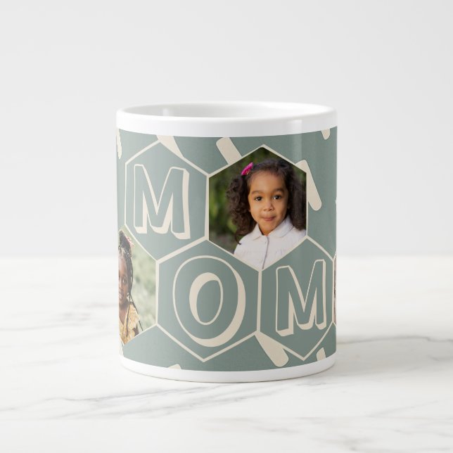 Sage Green Hexagon Modern MOM Gift Jumbo Mugg (Framsidan)