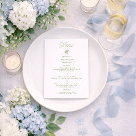 Sage Green Hydrangea 5x7 Wedding Menu Card Inbjudningar