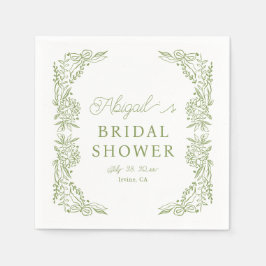 Sage Green Hydrangea Bridal Shower Napkin Pappersservett