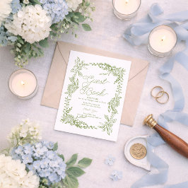 Sage Green Hydrangea Guest Book Table Sign Inbjudningar