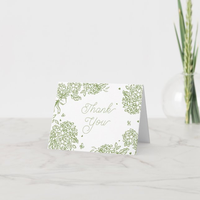 Sage Green Hydrangea Thank You Card Tack Kort (Framsida)
