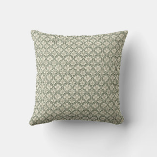 Sage Green & Ivory Damask Print Throw Cushion Kudde