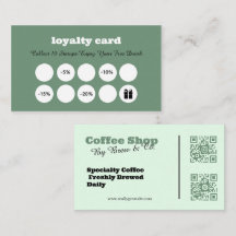 Sage Green Kaffebutik Loajalitetsstämpelkort