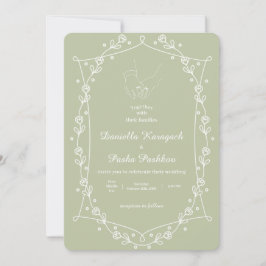 Sage Green Klassisk Minimal Floral Inbjudningar