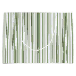 Sage Green (Light, Medium, Dark) and White Stripes