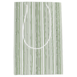 Sage Green (Light, Medium, Dark) and White Stripes