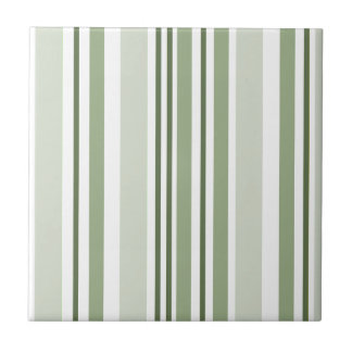 Sage Green (Light, Medium, Dark) and White Stripes Kakelplatta
