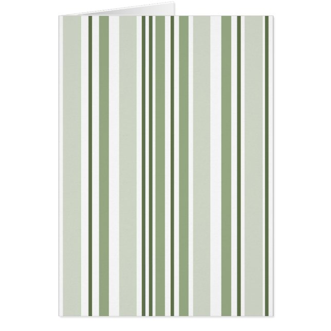 Sage Green (Light Medium Dark) White Stripes Blank Hälsningskort (Framsidan)