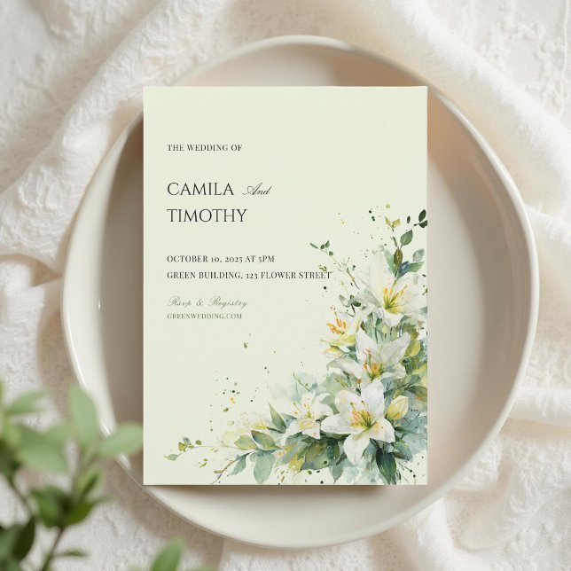 Sage Green Lily of the Valley Floral Wedding Inbjudningar (Skapare uppladdad)