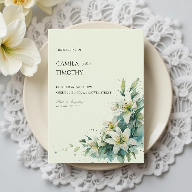 Sage Green Lily of the Valley Floral Wedding Inbjudningar (Skapare uppladdad)