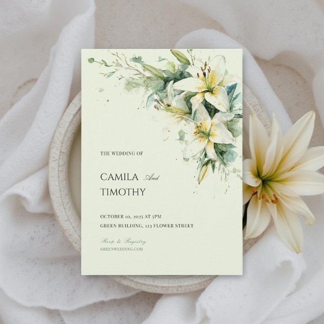 Sage Green Lily of the Valley Floral Wedding Inbjudningar (Skapare uppladdad)