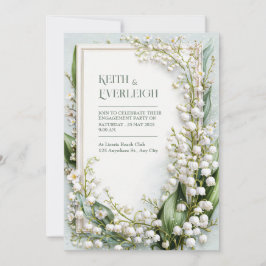 Sage Green Lily Valley Botanical Frame Wedding Inbjudningar