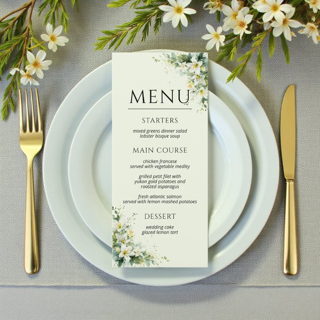 Sage Green Lily Valley Floral Wedding Meny (Sage Green Lily Valley Floral Wedding Menu)